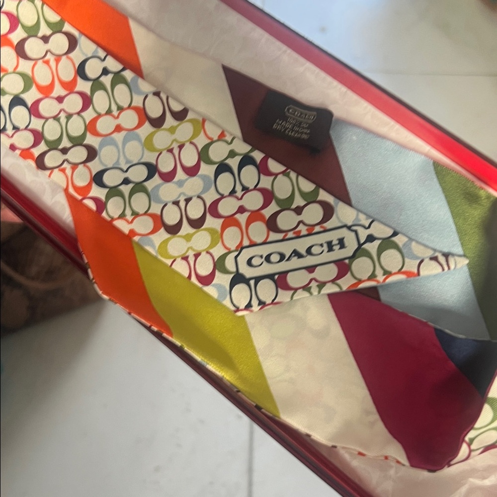 Coach Multicolor Signature Scarf with box.ready for gift giving.